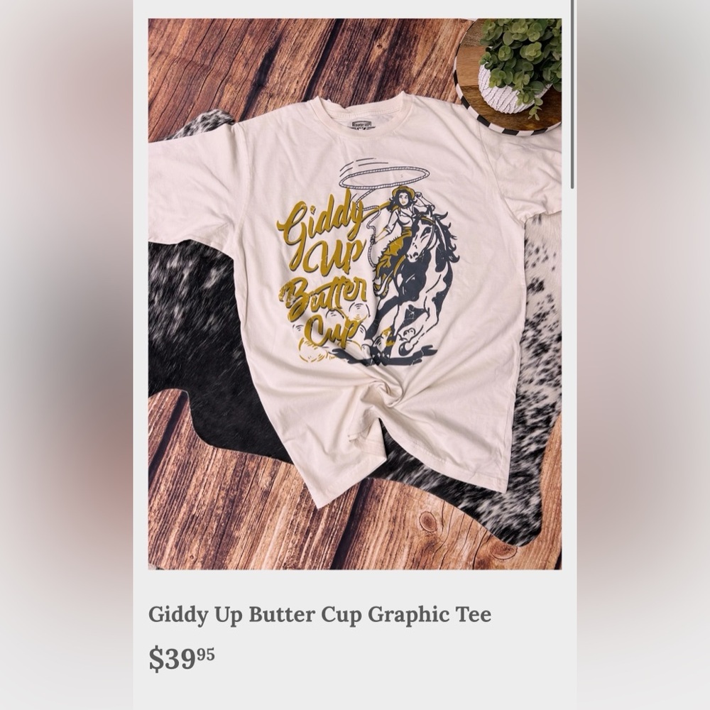 Country Deep Giddy Up Butter Cup Graphic Tee - Small